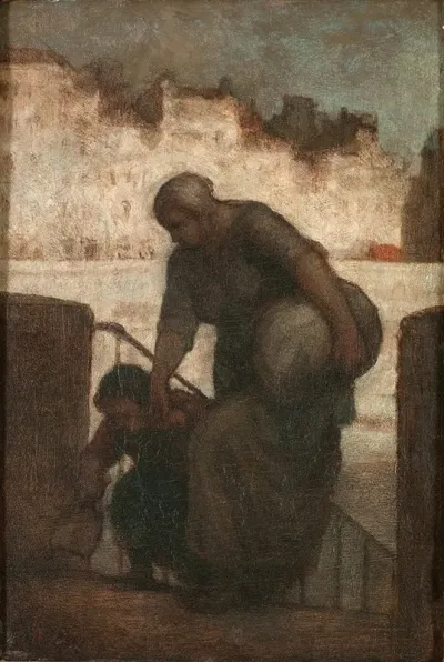 Une Laveuse Au Quai Danjou Laundress On The Quai Danjou