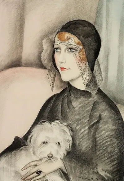 Ung Dame Med Sort Klokkehat Og Lille Hvid Skodehund