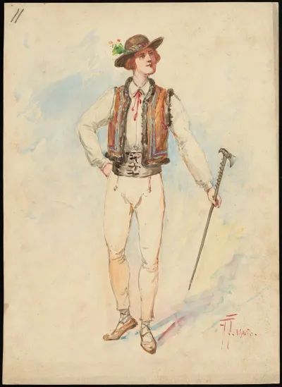 Unidentified Italian Opera Costume Design Plate 11