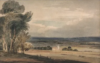 Unidentified Landscape Trees With Church