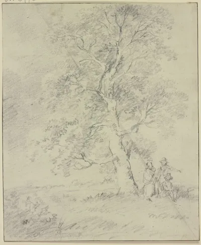 Unter Einem Baum Drei Figuren Mit Kleinkind
