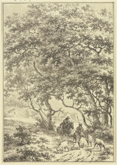 Unter Hohen Baumen Ein Reiter Und Ein Schafhirte