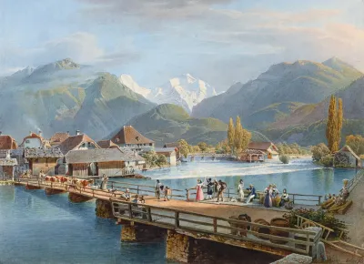 Unterseen Mit Blick Auf Die Jungfrau