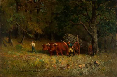 Untitled Boy And Man With Oxen