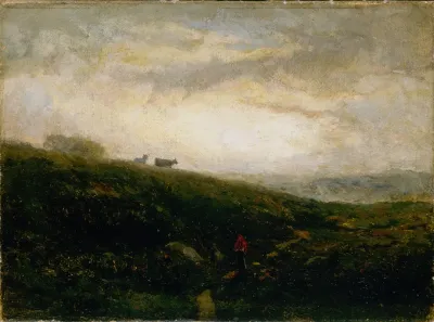 Untitled Cows Descending Hillside