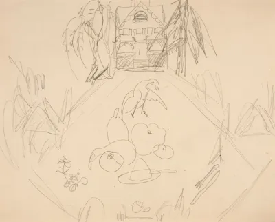 Untitled Doves Fruits Vegetables House Written Notes