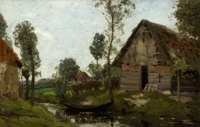Untitled Landscape With House And Boat
