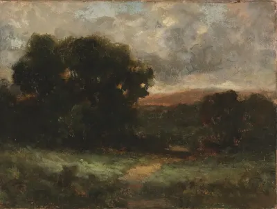 Untitled Landscape With Meadow And Trees