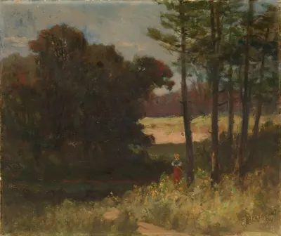 Untitled Landscape With Trees And Woman