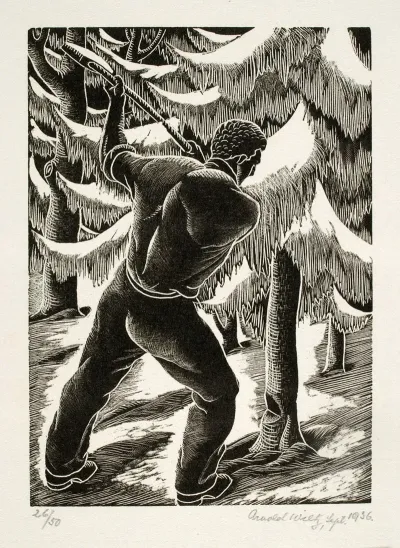 Untitled Man Cutting Down Tree