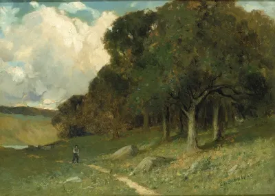 Untitled Man On Path With Trees In Background
