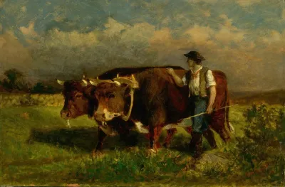 Untitled Man With Two Oxen
