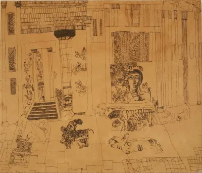 Untitled Palace With Emperor Statue And Tigers