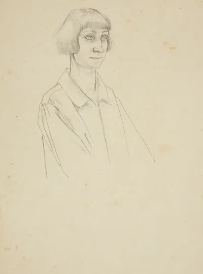 Untitled Study Of Woman With Bobbed Hair Preparatory Drawing For The Marriage At Cana