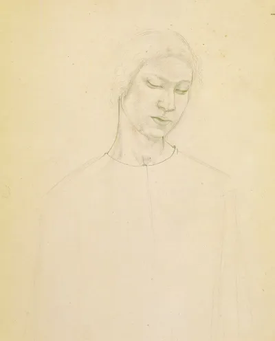 Untitled Study Of Womans Face Preparatory Drawing For The Marriage At Cana