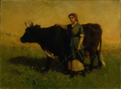 Untitled Woman Walking With Cow