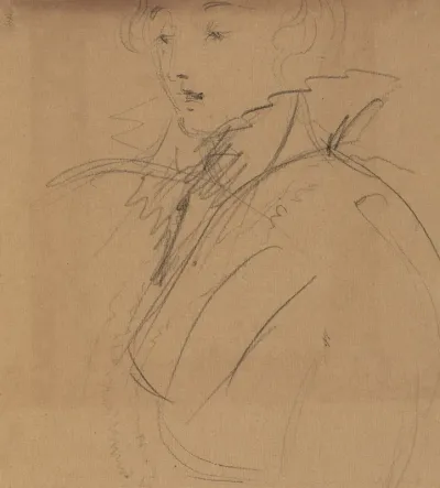 Upper Body Study Of A Woman In A High Collar