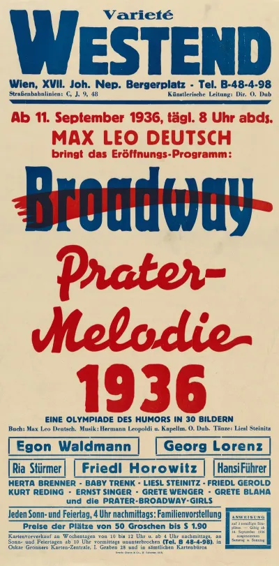 Variete Westend Broadway Prater Melodie 1936