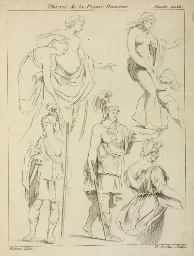 Various Figures Including Roman Soldiers And Partially Draped Male And Female Nudes