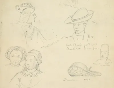 Various Male And Female Heads In Hats
