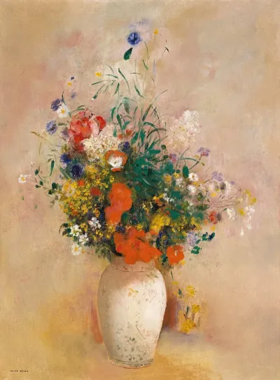 Vase Of Flowers Pink Background