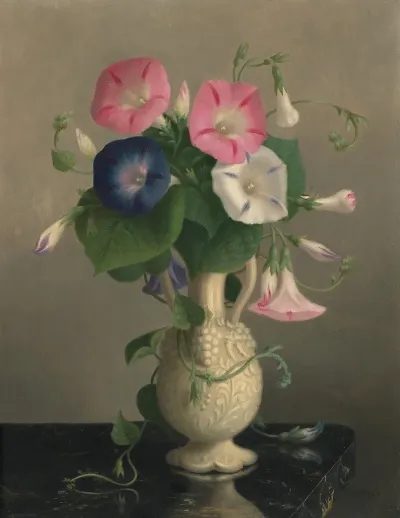 Vase Of Morning Glories
