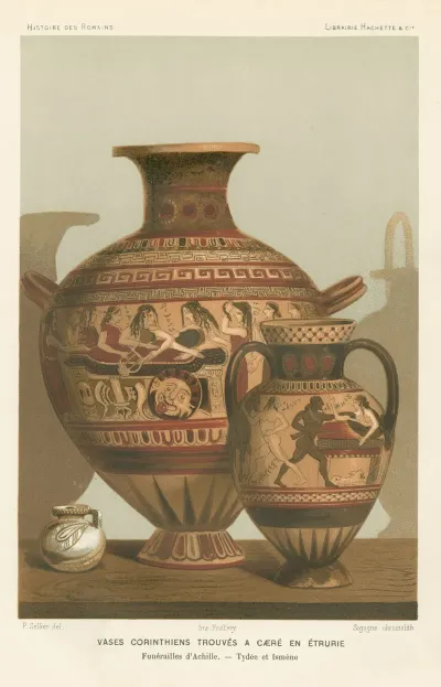 Vases Corinthiens Trouves A Caere En Etrurie Funerailles Dachille Tydee Et Ismene