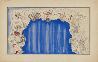 Vaudeville Sketch No 7 Proscenium With Tramp Clown And Minstrel Seraphim