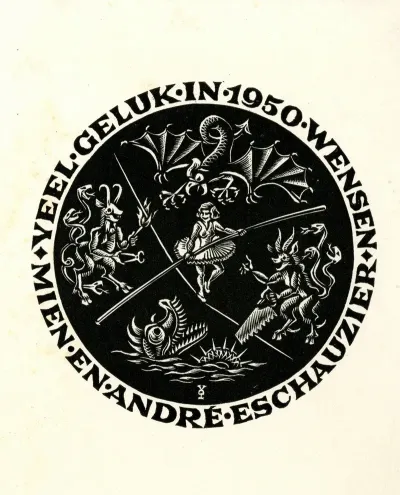 Veel Geluk In 1950 Wensen Mien En Andre Eschauzier