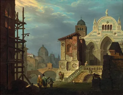 Venetian Capricci With Church And Figures