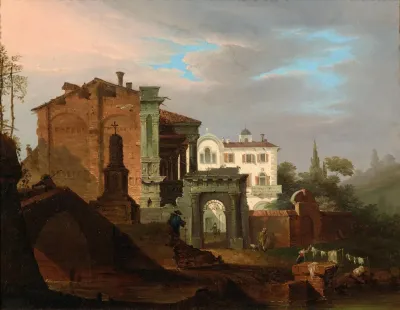 Venetian Capricci With Villa And Arch