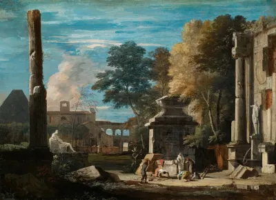 Venetian Capriccio With A Body Being Exhumed And A Franciscan Monk In Attendance