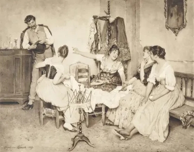 Venetian Girls With A Gondoliere