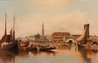 Venetian Scene With View Of St Marks Square