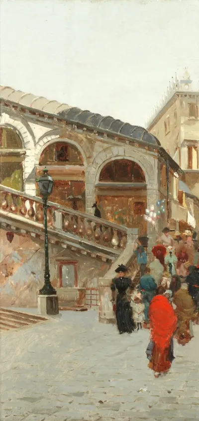 Venetians At The Foot Of The Rialto Bridge