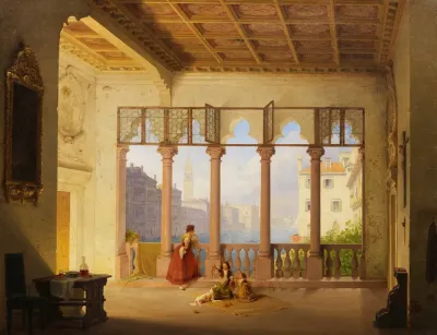 Venezianisches Interieur Mit Ausblick Auf Campanile Und Dogenpalast