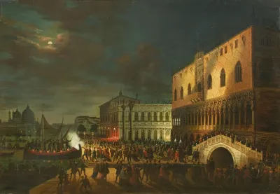 Venice A Feast On The Piazzetta At Night