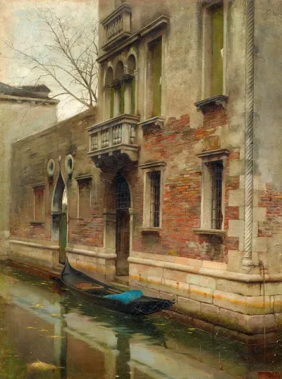 Venice A Gondola On A Canal