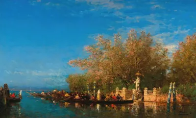 Venice A Gondola Ride To The Madonna At The Entrance Of The Jardins Francais