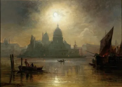 Venice A Moonlit Night Over The Santa Maria Salute
