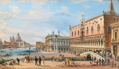 Venice A View Of Palazzo Ducale And Santa Maria Della Salute