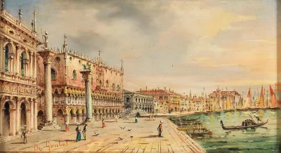 Venice A View Of Riva Degli Schiavoni With Palazzo Ducale