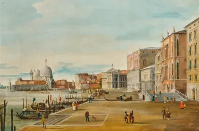 Venice A View Of The Molo And Santa Maria Della Salute In The Background