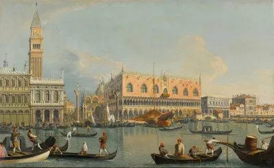 Venice A View Of The Molo From The Bacino Di San Marco With The Zecca And The Palazzo Ducale