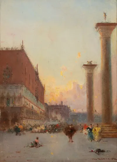 Venice A View Of The Palazzo Ducale And St Marks Column