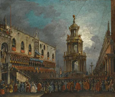 Venice A View Of The Piazzetta At Carnival
