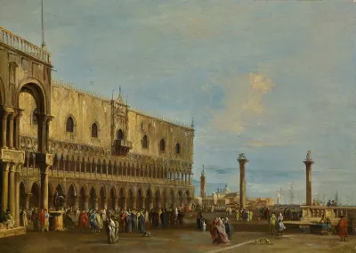 Venice A View Of The Piazzetta Looking South With The Palazzo Ducale