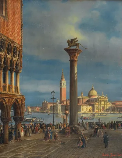 Venice A View Of The Piazzetta With The Doges Palace Towards San Giorgio Maggiore