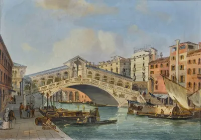Venice A View Of The Rialto Bridge From The South