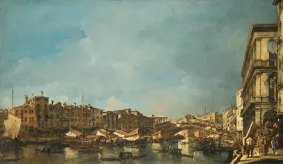 Venice A View Of The Rialto Bridge Looking North From The Fondamenta Del Carbon